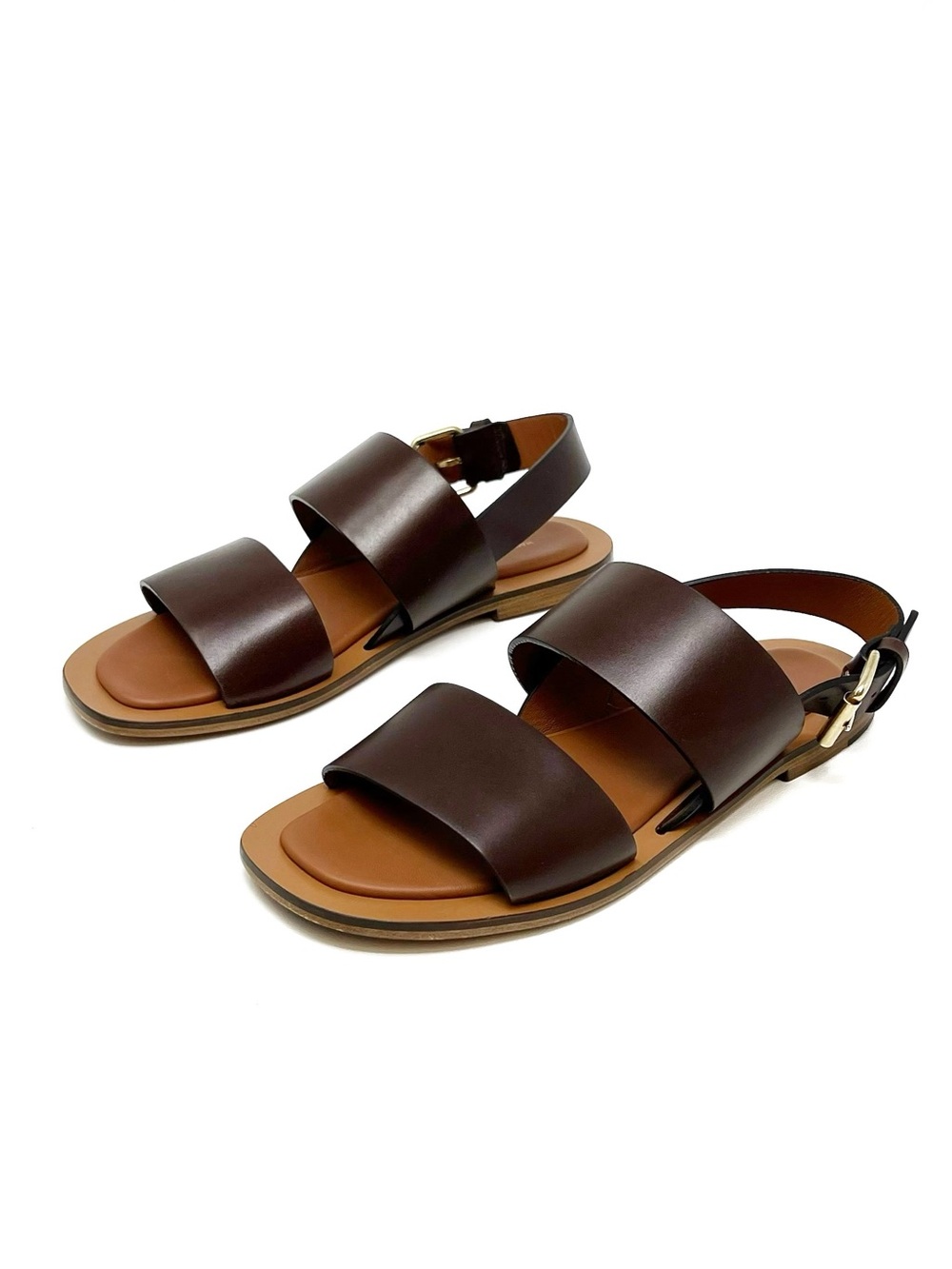 Mansur Gavriel Double Strap Sandals Size 38/8 Chocolate Brown Leather Flats EUC - Picture 12 of 12